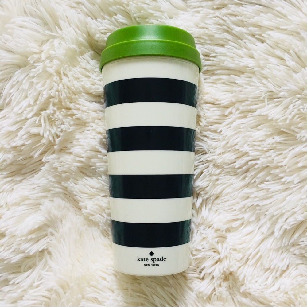 NEW Kate Spade Black Stripe Thermal Mug